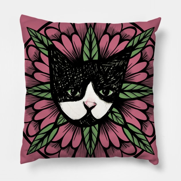 Tuxedo Cat Mom Pillow by bubbsnugg