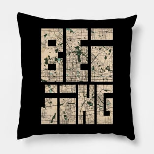 Beijing, China City Map - Vintage Pillow