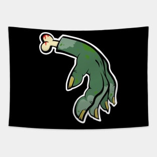 Halloween zombie green hand thing cartoon style Tapestry