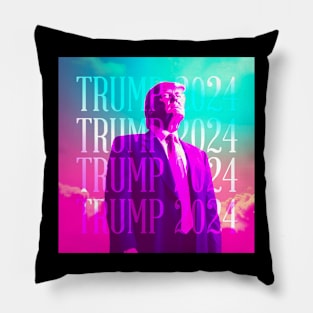 Vaporwave Retrowave Synthwave Donald Trump 2024 President Election Republican Conservative Pillow