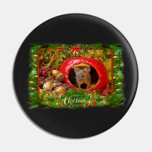 Christmas Mini Mouse in a log pile house Pin