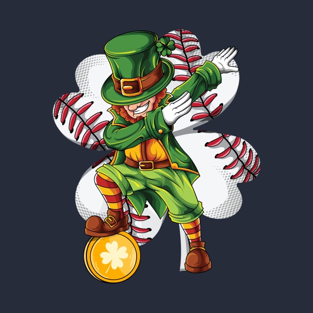 St Patricks Day Baseball Shirt Dabbing Leprechaun Clover by 14thFloorApparel