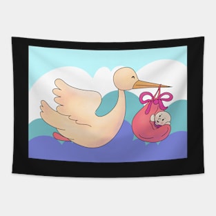 Autumn Stork is bringing the baby to you Tapestry