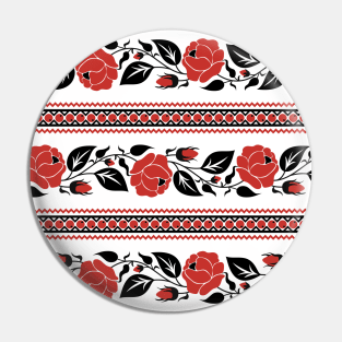 Print with Red Rose Inspired by Ukrainian Traditional Embroidery Pin