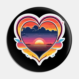 sunset heart Pin