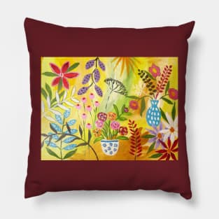 Floral Pattern in a Yellow Sky Pillow