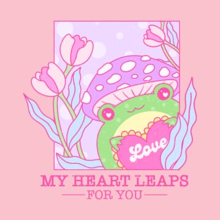 My Heart Leaps For You. Frog In Love. Happy Valentines Day T-Shirt