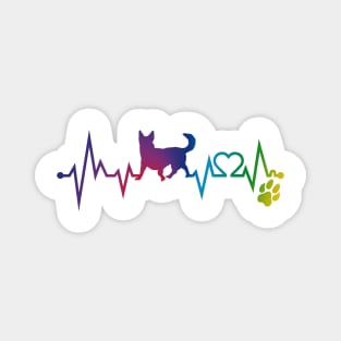 Swedish vallhund  Colorful Heartbeat, Heart & Dog Paw Magnet