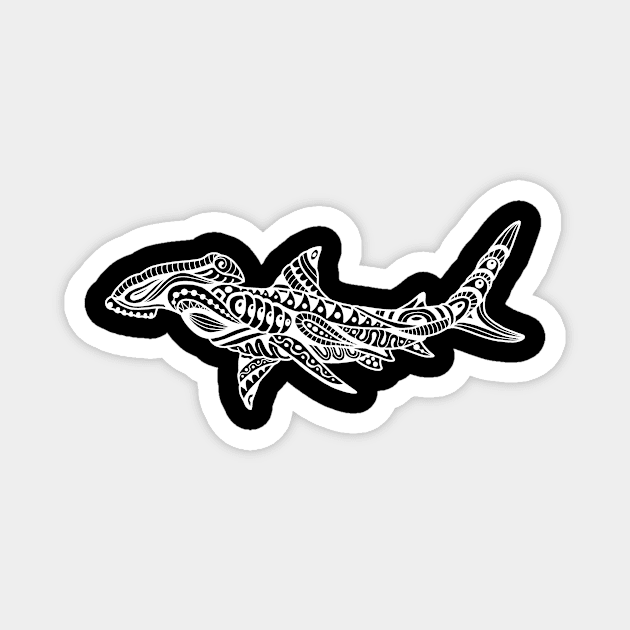 Abstract hammerhead shark white Magnet by Ryan Tsutsumi 