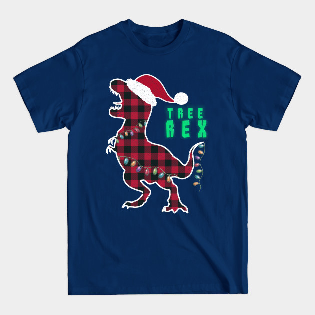 Disover Red Plaid Dinosaur T Rex Christmas Lights Pajamas. Tree rex - Christmas Trex - T-Shirt