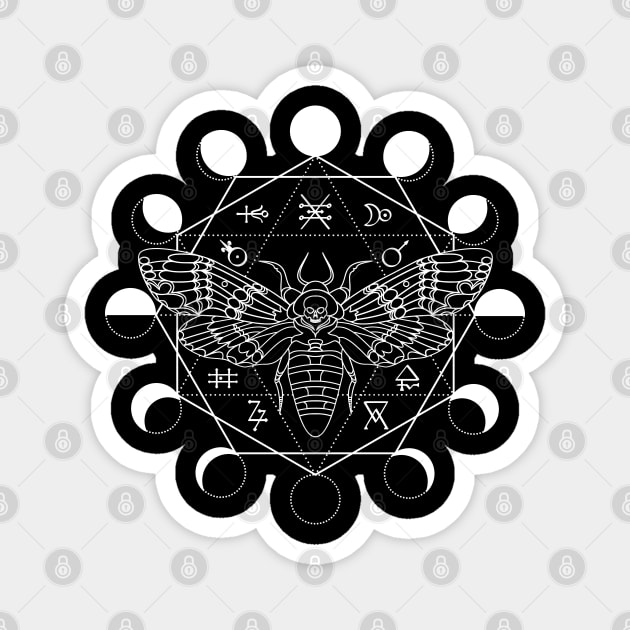 Death's Head Moth, Moon Phase, Alchemical Symbols Magnet by RavenWake