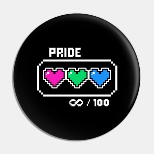 Polysexual Pride Videogame Life Bar Hearts Pin