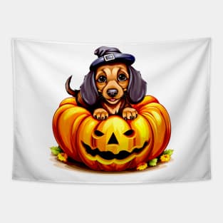 Dachshund Dog inside Pumpkin #2 Tapestry