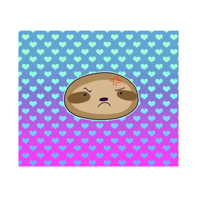 Angry Sloth Face - Ombre Hearts by saradaboru