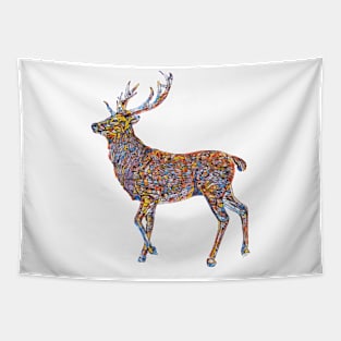 Colorful Rainbow Deer Buck Moose Mountains Spring Nature Animals Tapestry