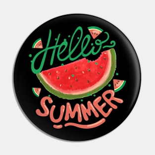 Hello summer with watermelon, warm sunshine and the beach Pin