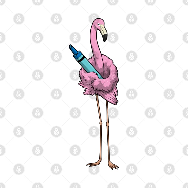 Flamingo Pupil Crayon School by Markus Schnabel
