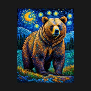 Grizzly on starry night T-Shirt
