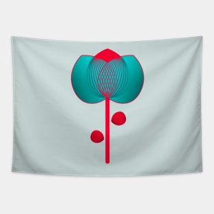 Turquoise and red flower Tapestry