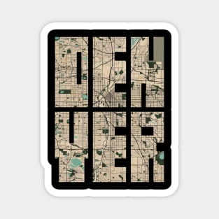 Denver, USA City Map Typography - Vintage Magnet