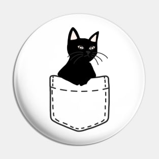 Cat In A Pocket Black Pin