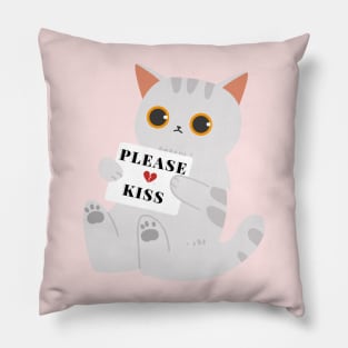 Little cat asking for a kiss Pillow