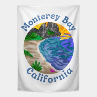 Monterey Bay California Distressed Tapestry