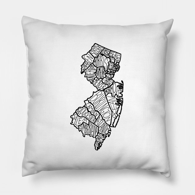 New Jersey map Pillow by calenbundalas