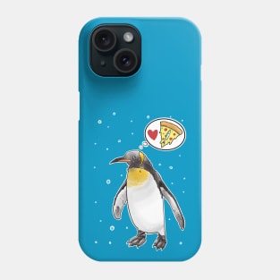 Hungry penguin dreaming about pizza with anchovies Phone Case