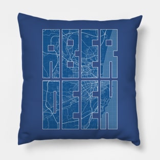 Aberdeen, Scotland City Map Typography - Blueprint Pillow