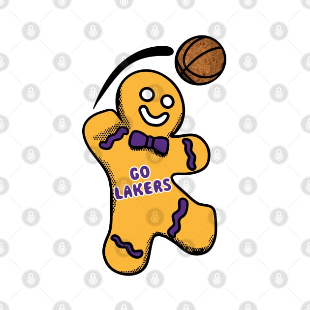 Los Angeles Lakers Gingerbread Man by Rad Love