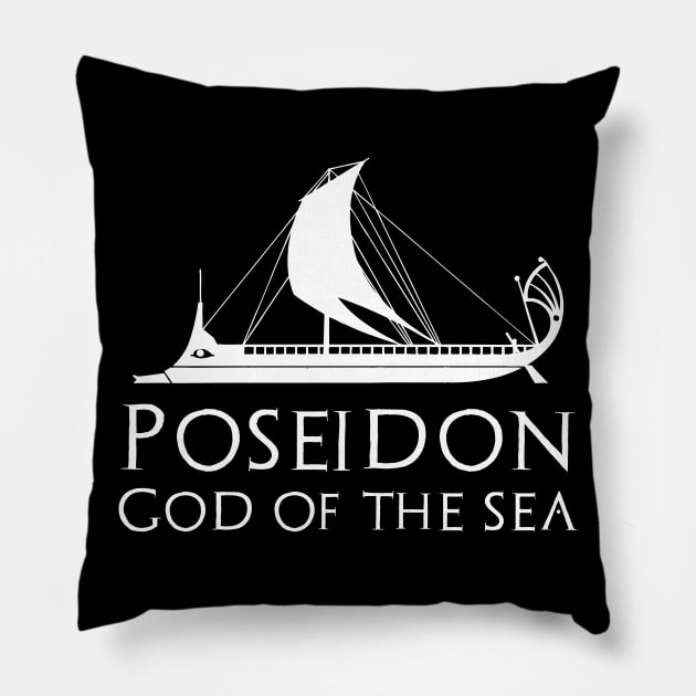 Poseidon God Of The Sea - Ancient Greek Mythology Pillow by Styr Designs