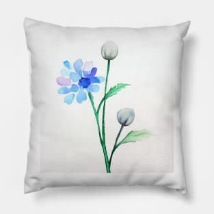 Blue Watercolor Flowers - In Budding, in Bloom Pillow