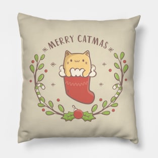 Merry Catmas cute Christmas kitty Pillow