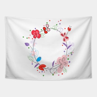 Circle frame decorative hand drawn abstract flowers Tapestry