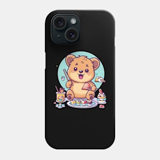 Kawaii Quokka eating salmon sushi Phone Case