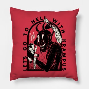 Krampus - Lets go to Hell with Krampus | Krampusnacht Xmas Devil Occult Meme Evil Santa Memes Austrian Naughty Bad Children Antisanta Funny LOL Christmas Ugly Holiday Sweaters Funny New Year 2022 Pillow