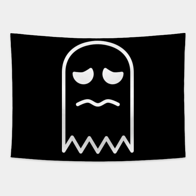 Sad Pac Man Ghost White Pacman Game Tapestry Teepublic 0124