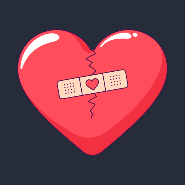 Cracked red heart with restoring patch by DmitryMayer