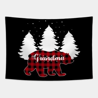 Buffalo Red Plaid Grandma Bear Matching Family Christmas Tapestry