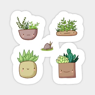 Cute plants with faces Magnet