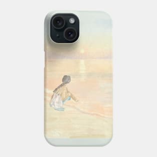 Girl on beach sunset Phone Case