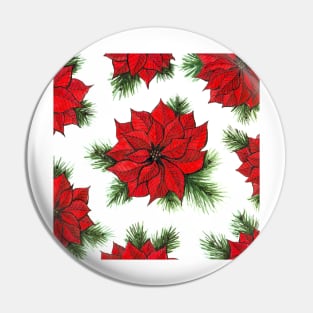 Poinsettia and fir branches pattern Pin