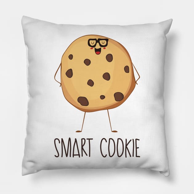 Smart Cookie Funny- Clever Cookie In Glasses Pillow by Dreamy Panda Designs