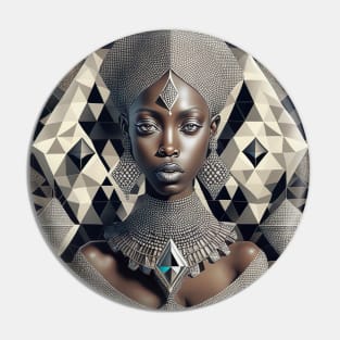[AI Art] African Beauty with Diamonds, in the style of Escher Pin
