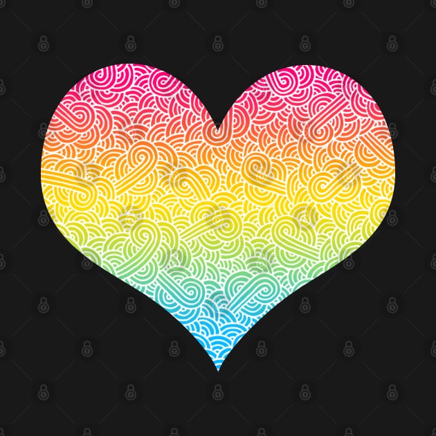 Ombré pansexuality colours and white swirls doodles heart by Savousepate