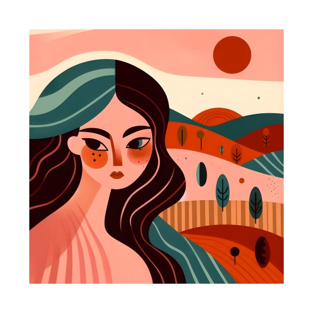 Abstract woman face and nature portrait art by theholisticprints