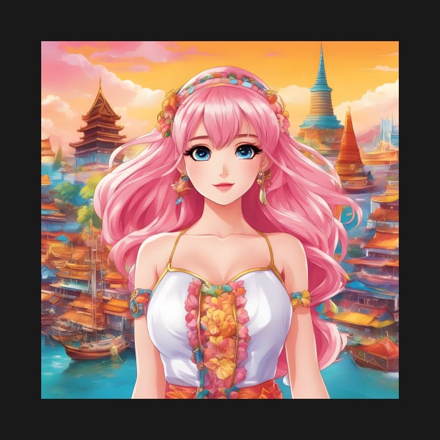 Beautiful pink hair anime princess by animegirlnft