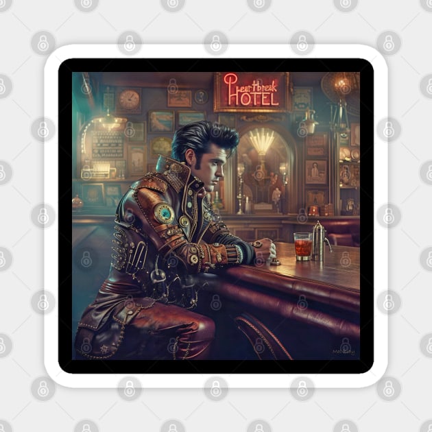 Elvis Heartbreak Hotel Steampunk Magnet by IconsPopArt