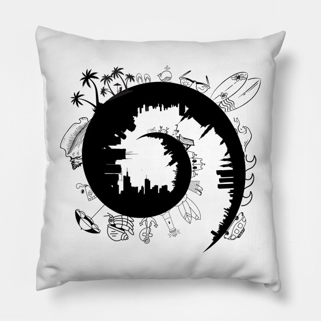 city life and beach life, vacation Pillow by Stylza